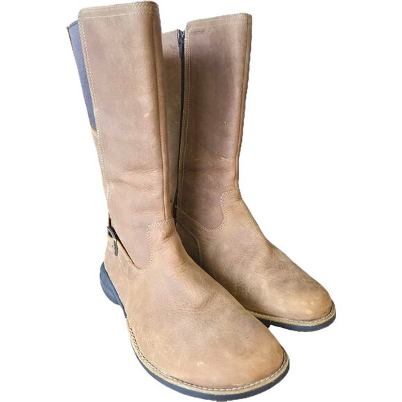 Merrell Waterproof Tan Leather Zip Up Mid Calf Boots Gorpcore Outdoors 9.5 VGUC - Picture 3 of 15